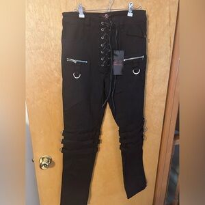 Royal Bones By Tripp Black Buckle Pants NWT